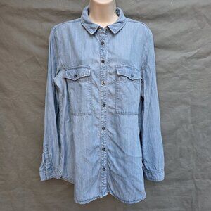 Pilcro and the Letterpress by Anthropologie Sz M Chambray Button Down Shirt Top